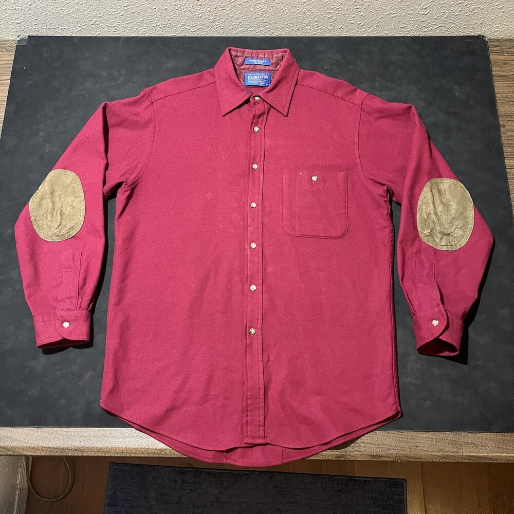 Vintage Pendleton Wool Trail Jacket Board Shirt USA Suede Leather Elbow 1980s